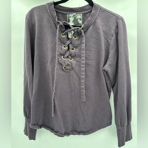 Young Fabulous & Broke Size Large Noelle Lace Up Sweater Sweatshirt Long Sleeve